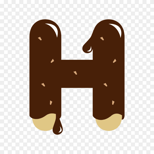 Letter H with chocolate on transparent background PNG