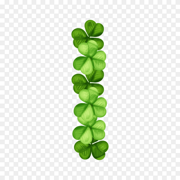 Letter I clover ornament isolated on transparent background PNG