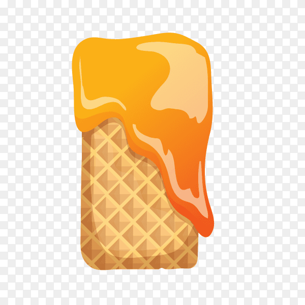 Letter I made of ice cream waffle on transparent background PNG
