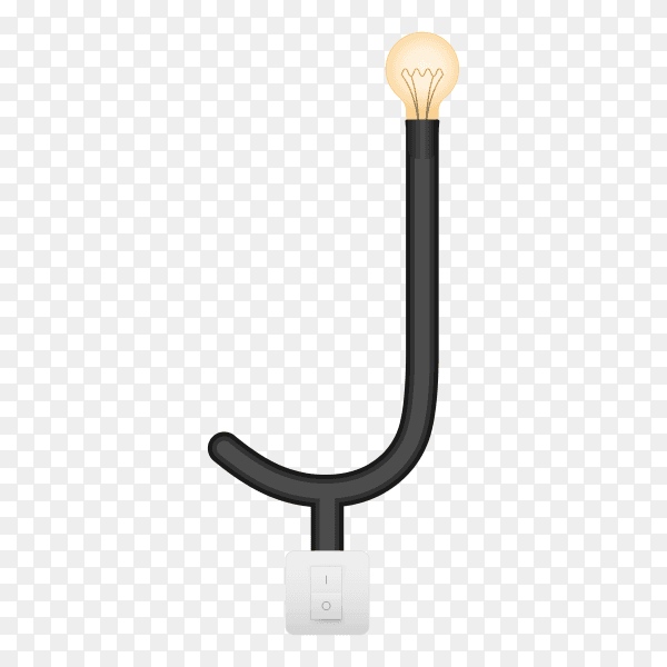 Letter J with bulb lights design on transparent background PNG