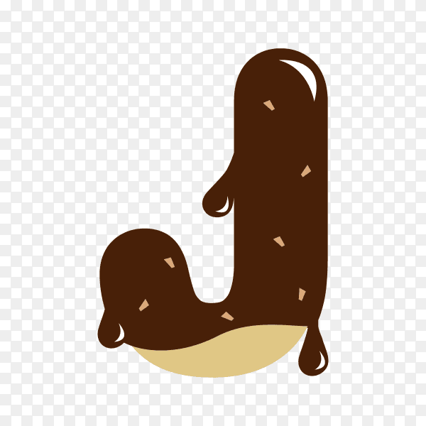 Letter J with chocolate on transparent background PNG