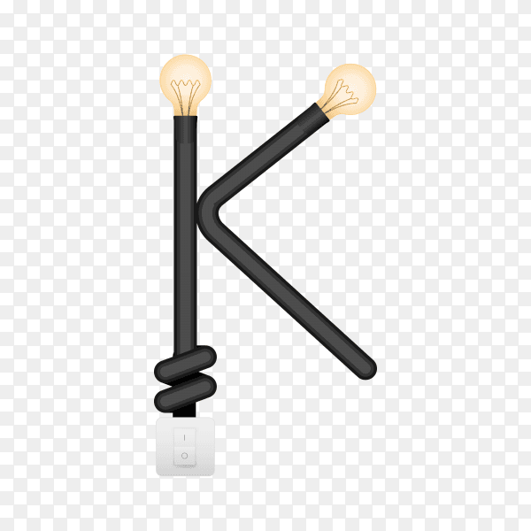 Letter K with bulb lights design on transparent background PNG