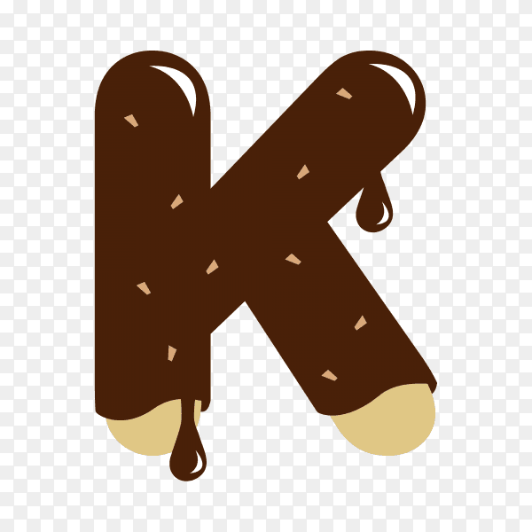 Letter K with chocolate on transparent background PNG