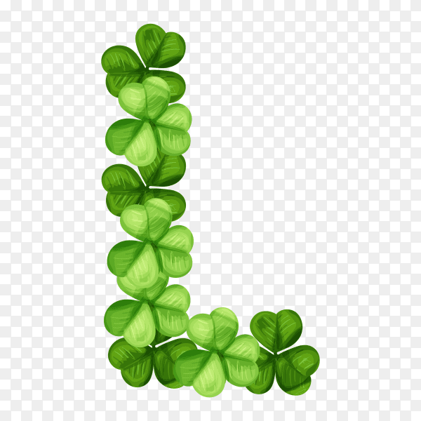Letter L clover ornament isolated on transparent background PNG