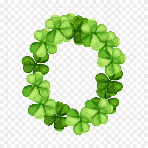 Letter O clover ornament isolated on transparent background PNG