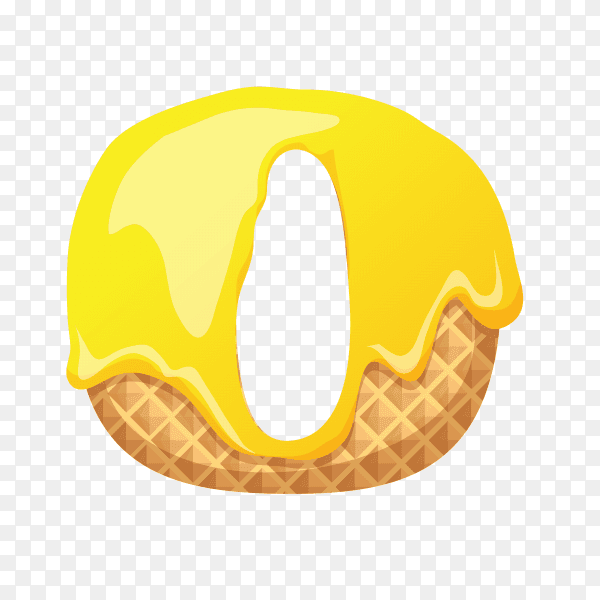 Letter O made of ice cream waffle on transparent background PNG