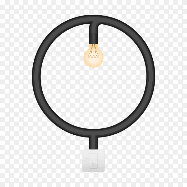 Letter O with bulb lights design on transparent background PNG