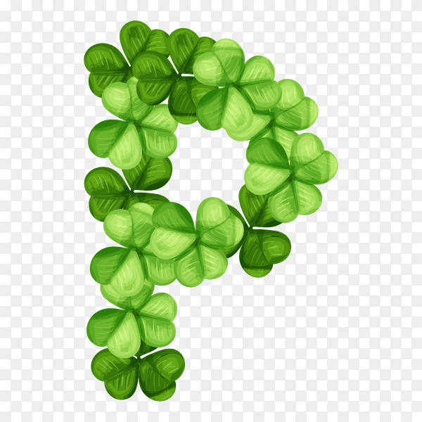 Letter P clover ornament isolated on transparent background PNG