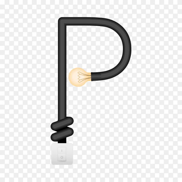 Letter P with bulb lights design on transparent background PNG