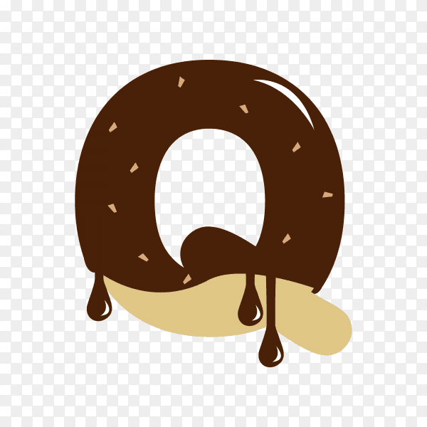 Letter Q with chocolate on transparent background PNG