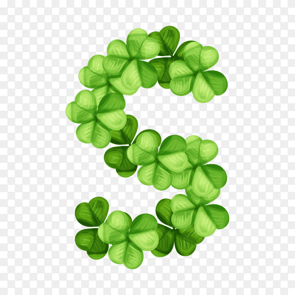 Letter S clover ornament isolated on transparent background PNG