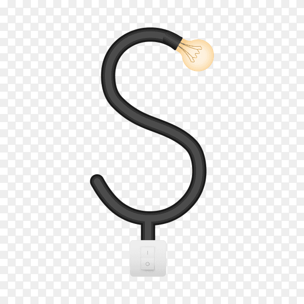 Letter S with bulb lights design on transparent background PNG
