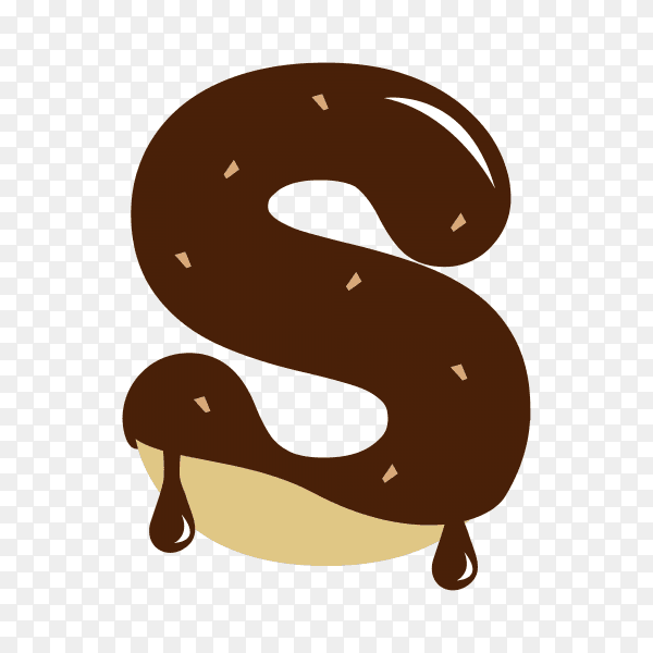 Letter S with chocolate on transparent background PNG