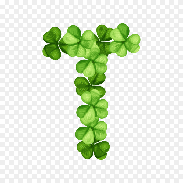 Letter T clover ornament isolated on transparent background PNG