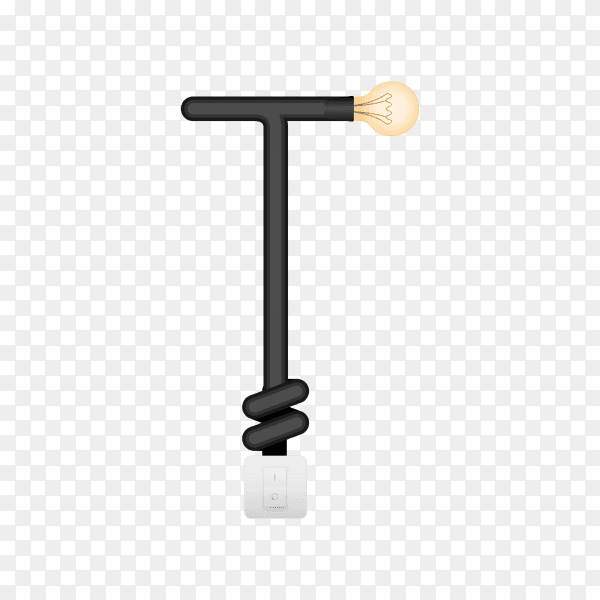 Letter T with bulb lights design on transparent background PNG