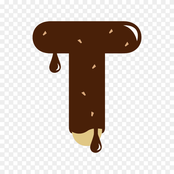 Letter T with chocolate on transparent background PNG