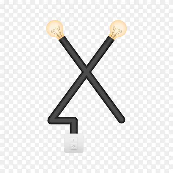 Letter X with bulb lights design on transparent background PNG