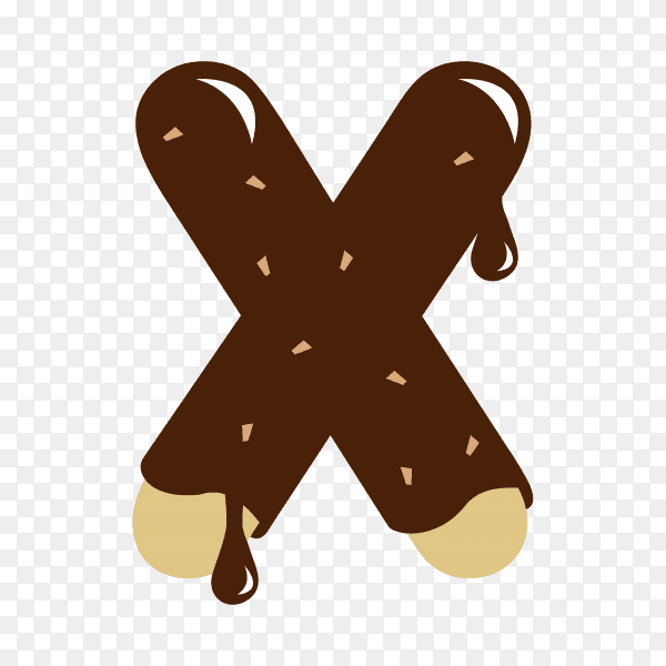 Letter X with chocolate on transparent background PNG