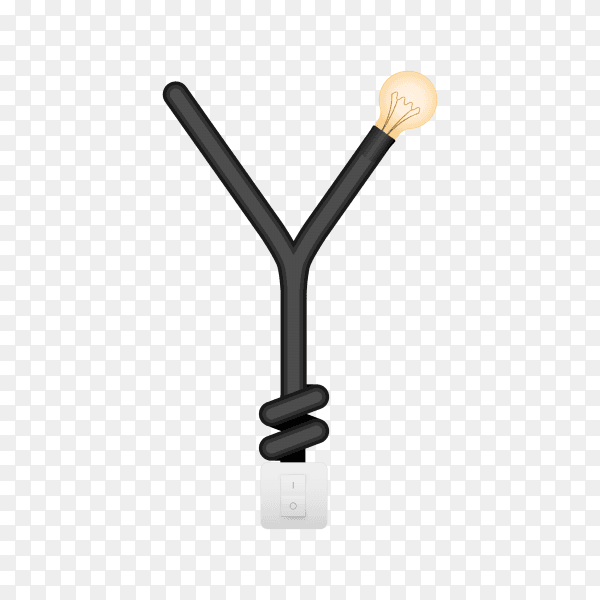 Letter Y with bulb lights design on transparent background PNG