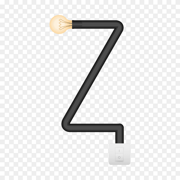 Letter Z with bulb lights design on transparent background PNG