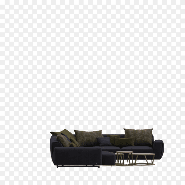 Minimal living room with classic sofa on transparent background PNG