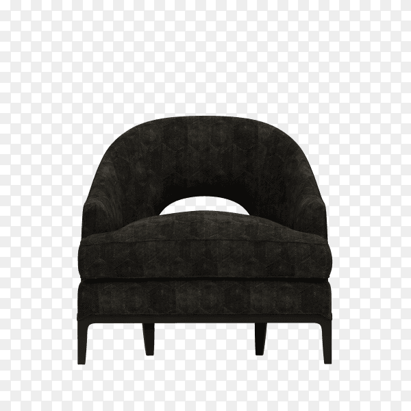 Modern chair in black color on transparent background PNG