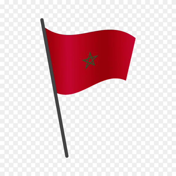 Morocco flag waving on a flagpole on transparent background PNG