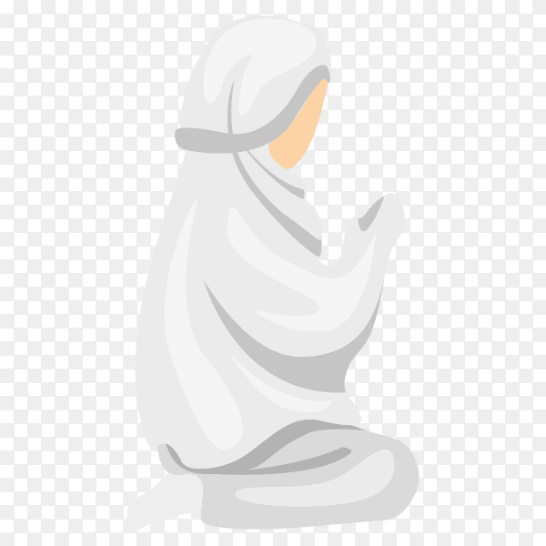 Muslim female praying and make supplications in prayer on transparent background PNG