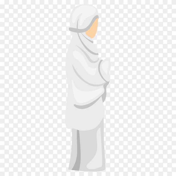 Muslim female praying on transparent background PNG