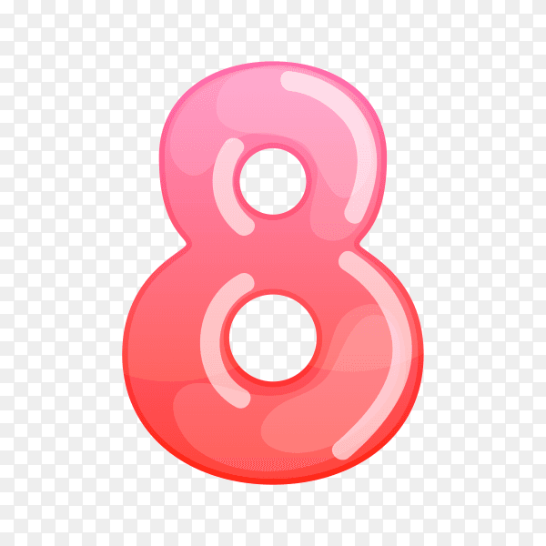 Number Eight in flat design on transparent background PNG