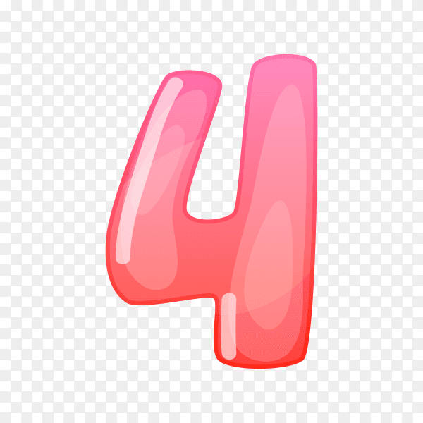 Number Four in flat design on transparent background PNG