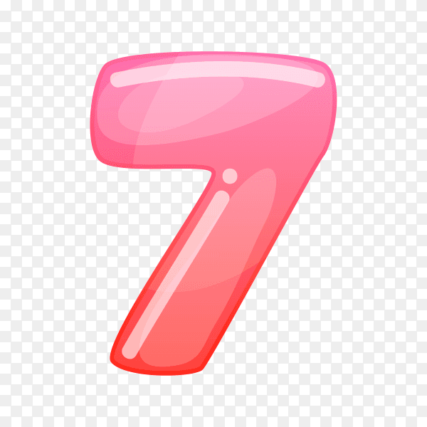 Number Seven in flat design on transparent background PNG