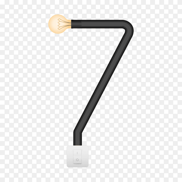 Number Seven with bulb lights design on transparent background PNG