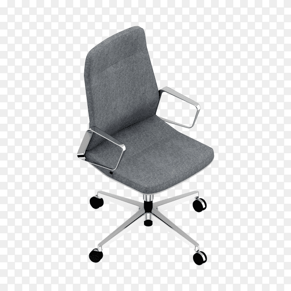Office Chair with gray fabric of isolated on transparent background PNG