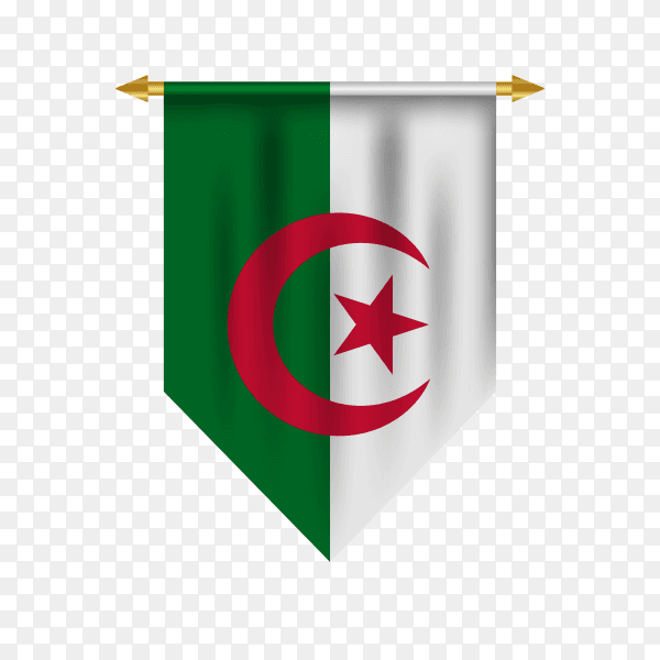 Pennant with Algeria flag isolated on transparent background PNG