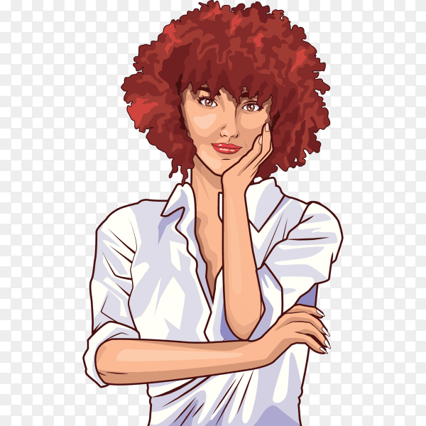 Pop art beautiful woman cartoon on transparent background PNG