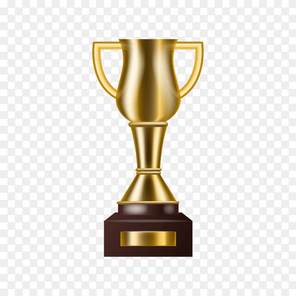 Realistic Golden Trophy with text space premium vector PNG
