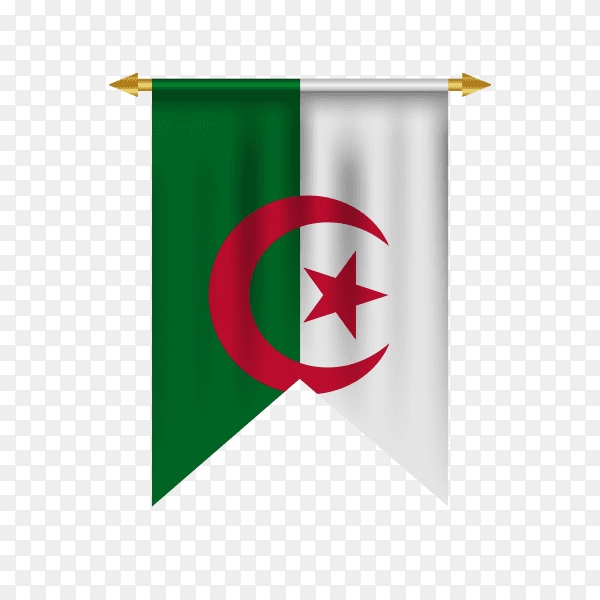 Realistic pennant with Algeria flag premium vector PNG