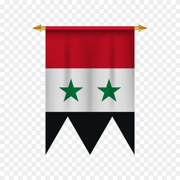Realistic pennant with flag of Syria on transparent background PNG