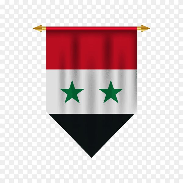 Realistic pennant with flag of Syria premium vector PNG