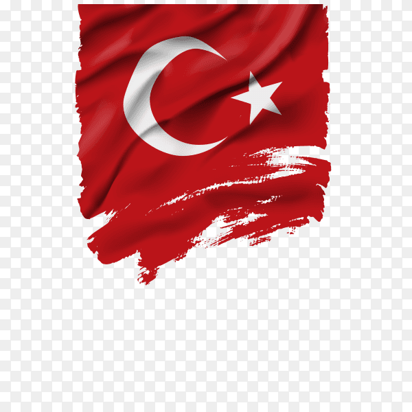 Realistic waving Turkish flag on transparent background PNG