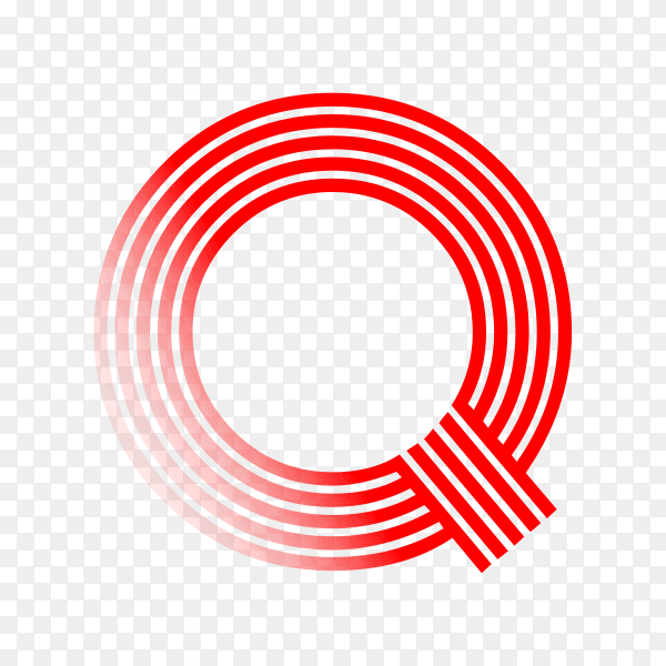 Red letter Q isolated on transparent background PNG