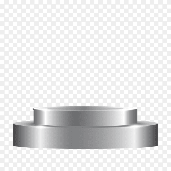 Silver round podium on transparent background PNG