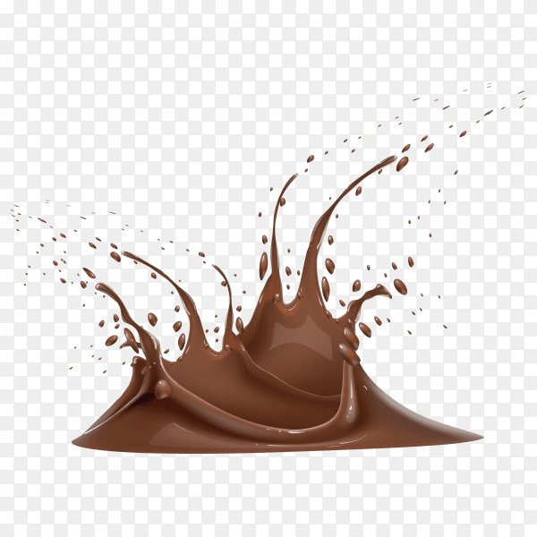 Splash and whirl chocolate liquid on transparent background PNG
