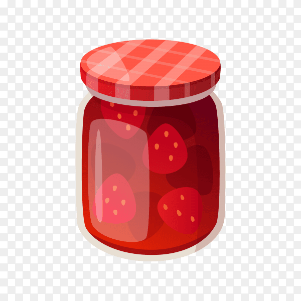 Strawberry jam in glass on transparent background PNG
