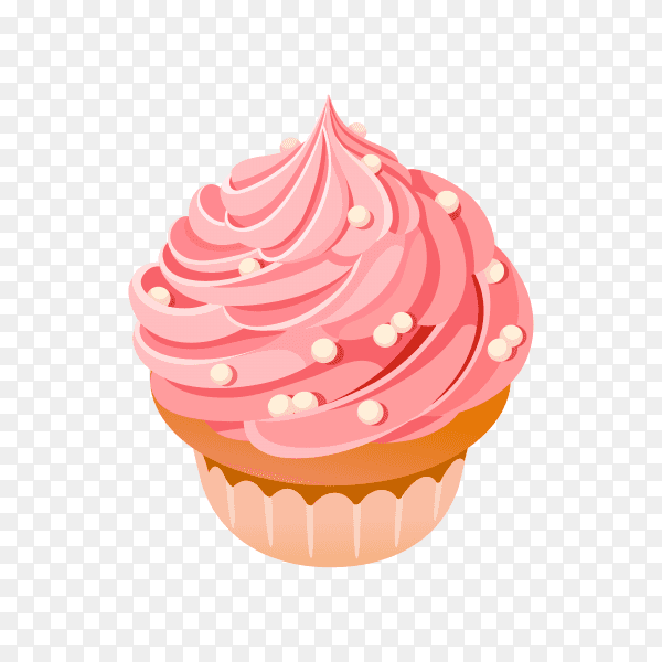 Sweet Strawberry Cupcake on transparent background PNG