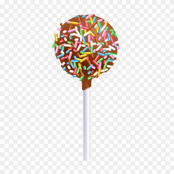 Sweet cake pop on stick on transparent background PNG