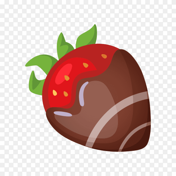 Sweet strawberry with chocolate on transparent background PNG