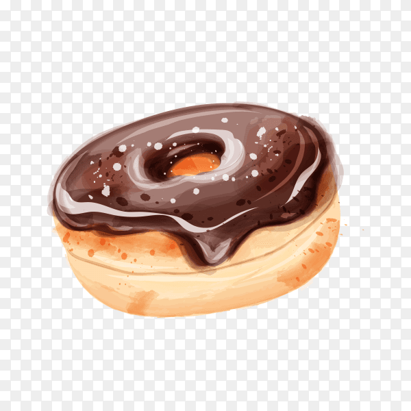 Tasty dount with chocolate on transparent background PNG