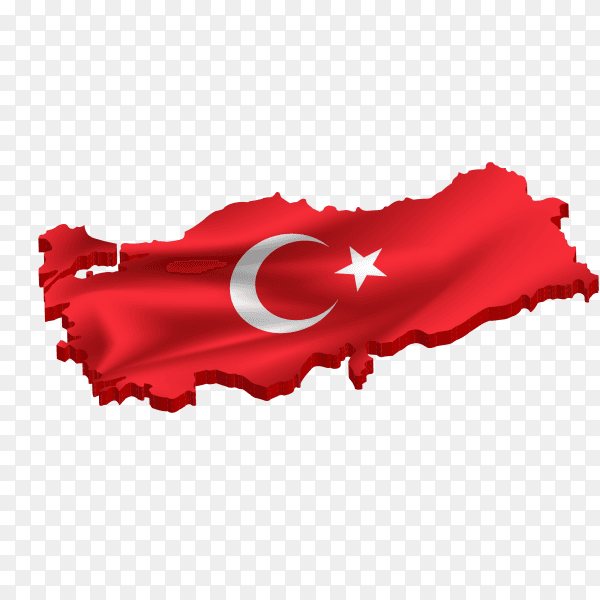 Turkish flag on the map premium vector PNG